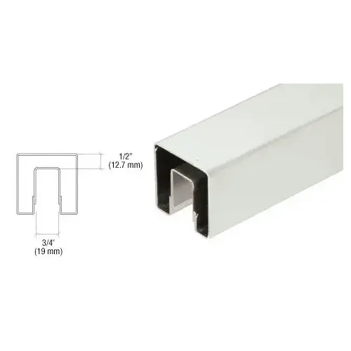 Brushed Stainless 2" Square Premium Cap Rail for 1/2" or 5/8" Glass - 120" Long Brushed Stainless 2" Square Premium Cap Rail for 1/2" or 5/8" Glass - 120" Long