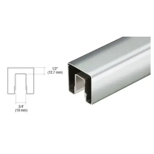 Polished Stainless 2" Square Premium Cap Rail for 1/2" or 5/8" Glass - 168" Long Polished Stainless 2" Square Premium Cap Rail for 1/2" or 5/8" Glass - 168" Long