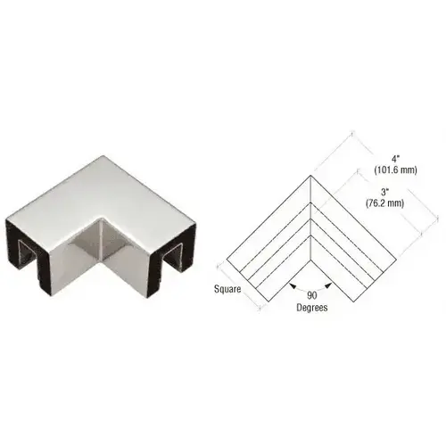 Polished Stainless 90 Degree Crisp Corner Square Cap Horizontal Corners Polished Stainless 90 Degree Crisp Corner Square Cap Horizontal Corners