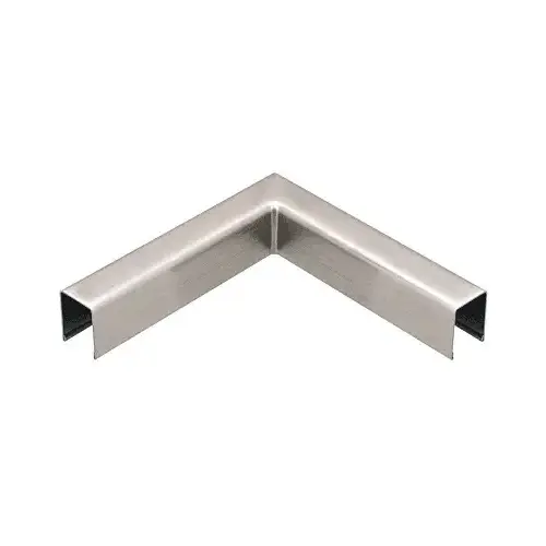Brushed Stainless U-Channel 90 Degree Horizontal Corner for 1/2" Glass Cap Railing