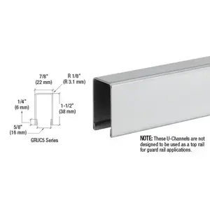 CRL GRUC5PS10 Polished Stainless U-Channel Cap for 1/2" or 5/8" Glass 120" Length
