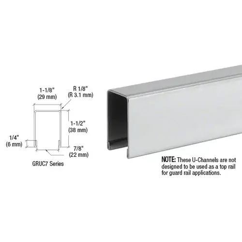 Polished Stainless U-Channel Cap for 3/4" Glass 120" Length