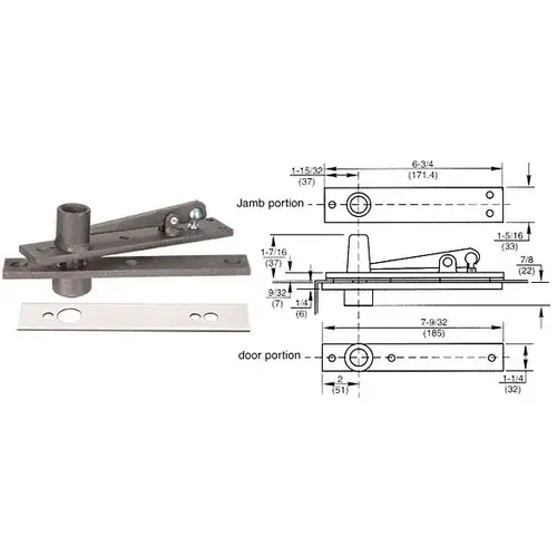 Heavy-Duty Center-Hung Top Pivot with Polished Chrome Cover Plate Heavy-Duty Center-Hung Top Pivot with Polished Chrome Cover Plate