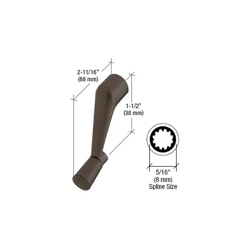 Bronze Casement Operator Handle with 5/16" Spline Size and 2-11/16" Length