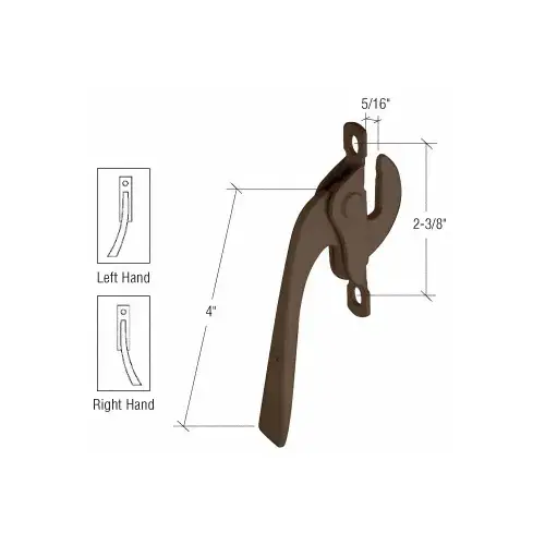 Bronze Left Hand Casement Window Lock - 2-3/8" Screw Holes Bronze Left Hand Casement Window Lock - 2-3/8" Screw Holes