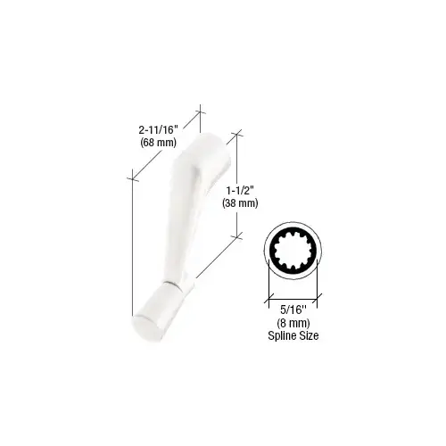 White Casement Operator Handle with 5/16" Spline Size and 2-11/16" Length
