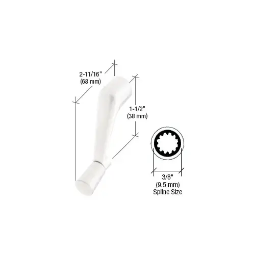 White Casement Operator Handle with 3/8" Spline Size and 2-11/16" Length White Casement Operator Handle with 3/8" Spline Size and 2-11/16" Length