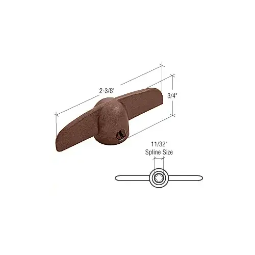 Chestnut Bronze T-Crank Window Handle With 11/32" Spline Size for Truth Chestnut Bronze T-Crank Window Handle With 11/32" Spline Size for Truth