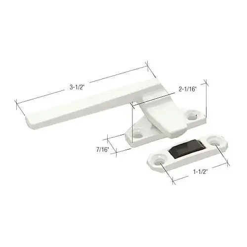 White Left Hand Casement Window Locking Handle With 1-1/2" Screw Holes White Left Hand Casement Window Locking Handle With 1-1/2" Screw Holes