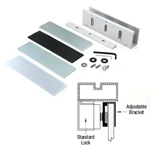 SDC HDB1 Herculite Door Bracket for Electromagnetic Locks Satin Anodized