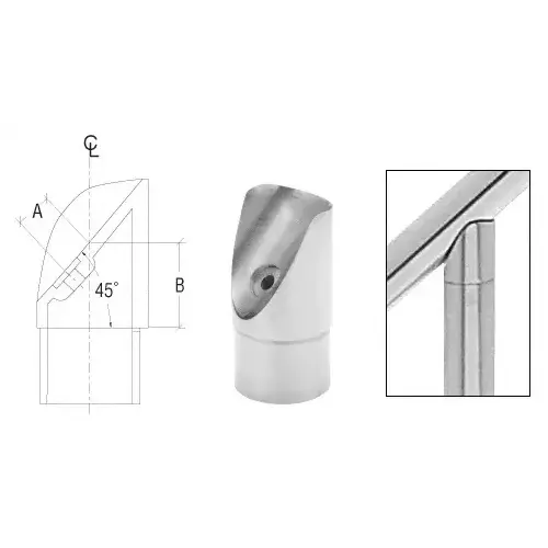Brushed Stainless 45 Degree Coped Perpendicular Collar for 1-1/2" Tubing Brushed Stainless 45 Degree Coped Perpendicular Collar for 1-1/2" Tubing