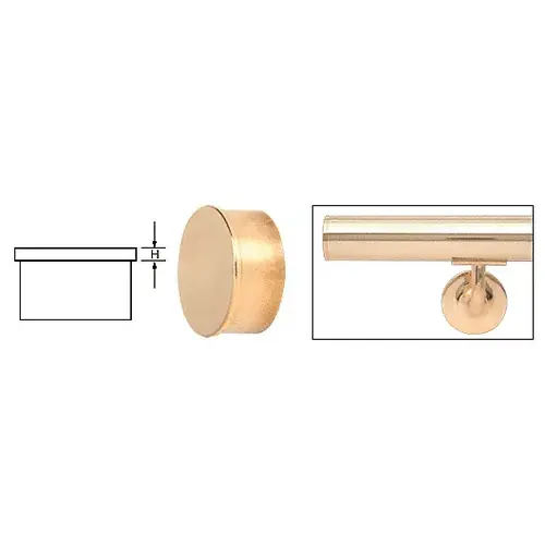 Polished Brass Flat End Cap for 1" Round Tubing