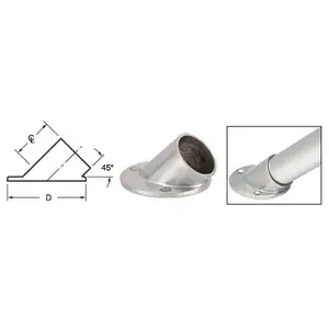 CRL HR15AFBS Brushed Stainless 45 Degree Angle Flange for 1-1/2" Tubing