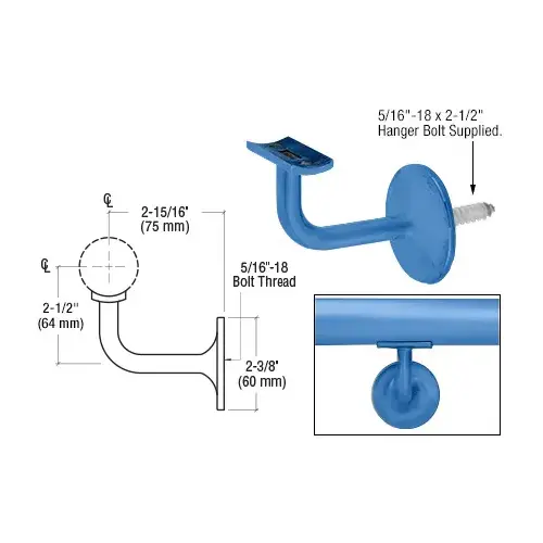 Painted Pismo Series Wall Mounted Hand Rail Bracket, Aluminum Material, 2-15/16" Centerline Projection, Painted Finish Painted Pismo Series Wall Mounted Hand Rail Bracket, Aluminum Material, 2-15/16" Centerline Projection, Painted Finish