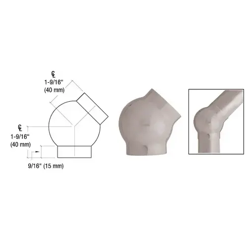 Brushed Stainless 2-5/8" 135 Degree Ball Type Elbow for 1-1/2" Tubing Brushed Stainless 2-5/8" 135 Degree Ball Type Elbow for 1-1/2" Tubing