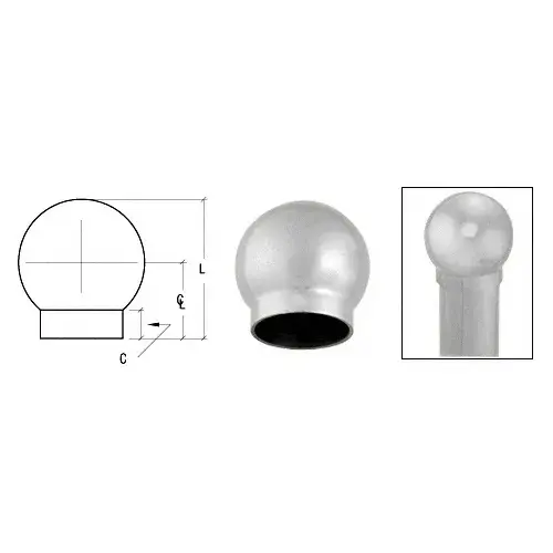 Polished Stainless 2-5/8" Ball Type End Cap for 1-1/2" Tubing Polished Stainless 2-5/8" Ball Type End Cap for 1-1/2" Tubing