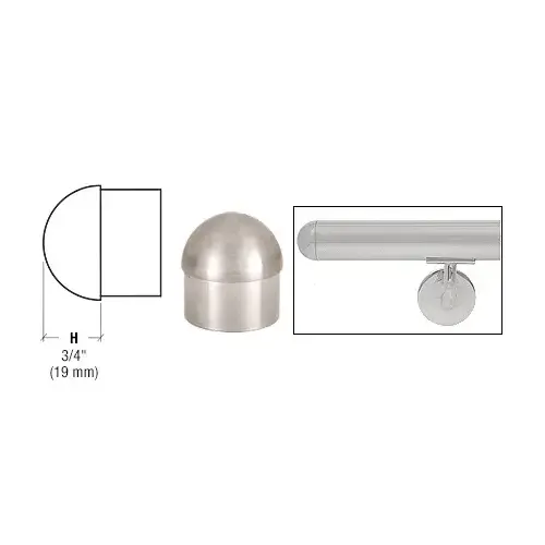 Brushed Stainless Dome End Cap for 1-1/2" Tubing