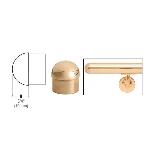 Polished Brass Dome End Cap for 1-1/2" Tubing Polished Brass Dome End Cap for 1-1/2" Tubing