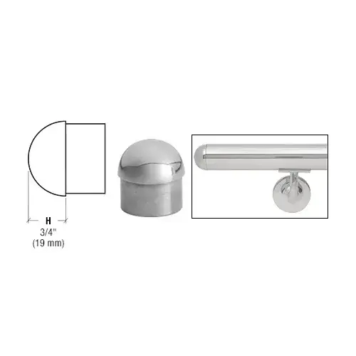 Polished Stainless Dome End Cap for 1-1/2" Tubing Polished Stainless Dome End Cap for 1-1/2" Tubing