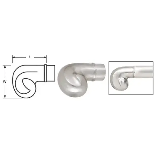 Brushed Stainless End Scroll for 1-1/2" Tubing Brushed Stainless End Scroll for 1-1/2" Tubing