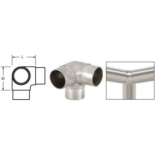 Brushed Stainless 90 Degree Side Outlet Elbow for 2" Tubing Brushed Stainless 90 Degree Side Outlet Elbow for 2" Tubing