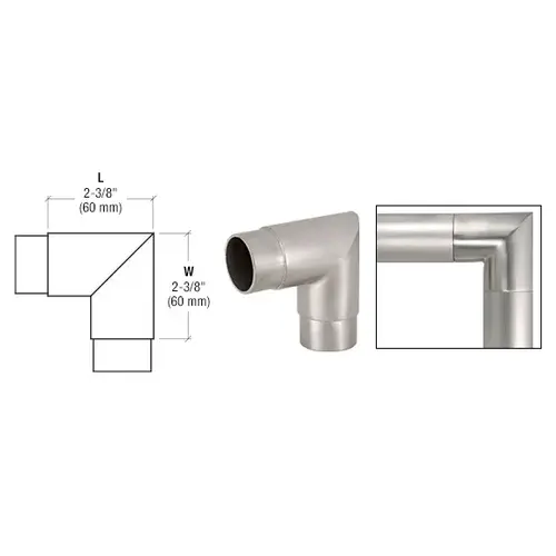 Brushed Stainless Mitered Style 90 Degree Corner for 1-1/2" Tubing Brushed Stainless Mitered Style 90 Degree Corner for 1-1/2" Tubing