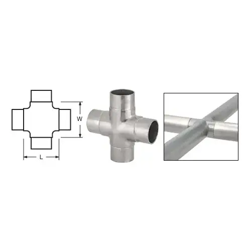 Brushed Stainless Flush Cross for 2" Tubing Brushed Stainless Flush Cross for 2" Tubing