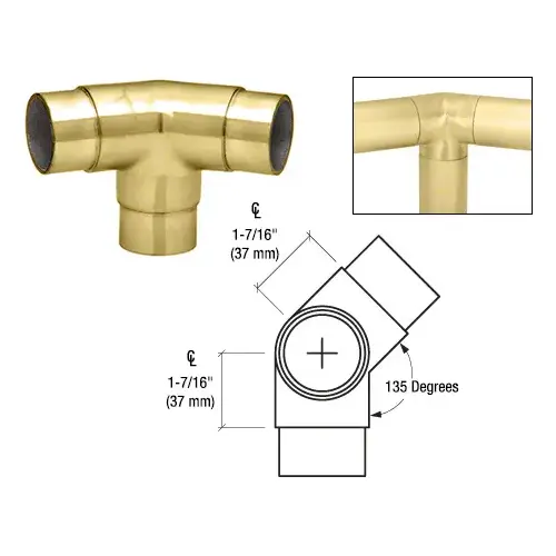 Polished Brass 135 Degree Side Outlet Elbow for 1-1/2" Tubing Polished Brass 135 Degree Side Outlet Elbow for 1-1/2" Tubing
