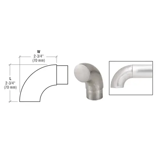 Brushed Stainless 90 Degree Flush Angle End 1-1/2" Tubing Brushed Stainless 90 Degree Flush Angle End 1-1/2" Tubing