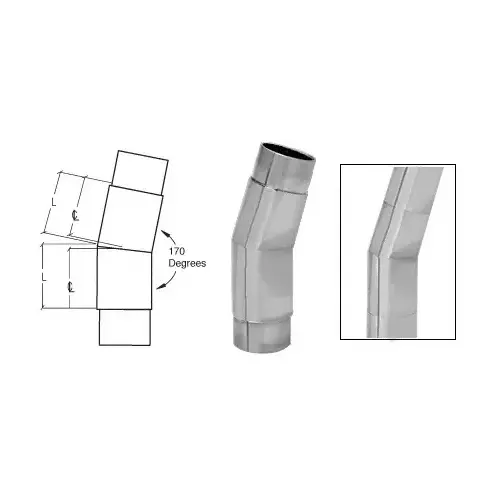 Brushed Stainless Mitered Style 170 Degree Flush Angle Brushed Stainless Mitered Style 170 Degree Flush Angle