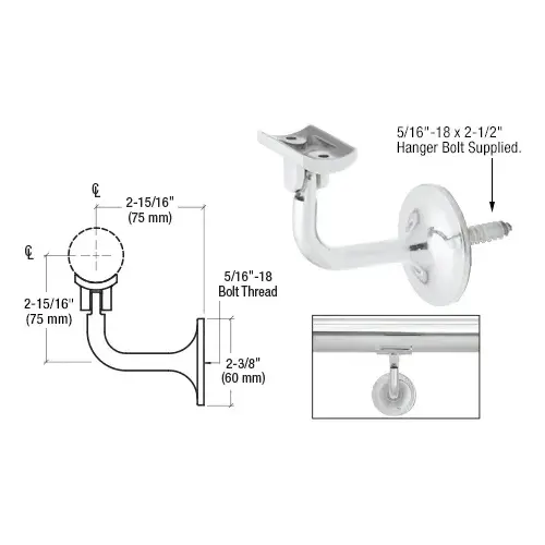 Polished Stainless La Jolla Series Wall Mounted Hand Rail Bracket Polished Stainless La Jolla Series Wall Mounted Hand Rail Bracket