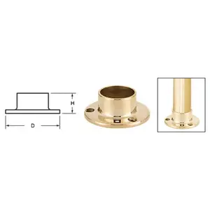 CRL HR15YPB Polished Brass Full Flange for 1-1/2" Tubing