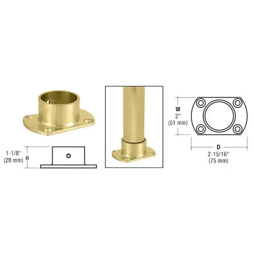 Polished Brass Cut Flange for 1-1/2" Tubing Polished Brass Cut Flange for 1-1/2" Tubing