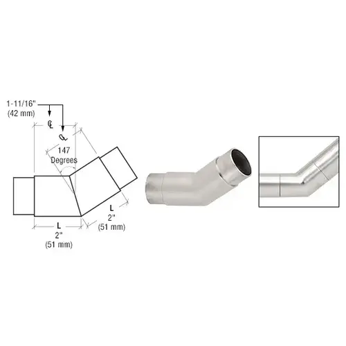 Brushed Stainless 147 Degree Flush Angle for 2" Tubing Brushed Stainless 147 Degree Flush Angle for 2" Tubing