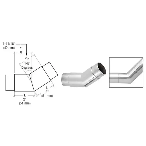 Polished Stainless 147 Degree Flush Angle for 2" Tubing Polished Stainless 147 Degree Flush Angle for 2" Tubing
