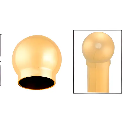 Polished Brass 3-5/16" Ball Type End Cap for 2" Tubing Polished Brass 3-5/16" Ball Type End Cap for 2" Tubing