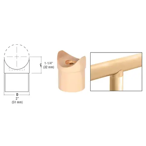 Polished Brass Coped Perpendicular Collar for 2" Tubing Polished Brass Coped Perpendicular Collar for 2" Tubing