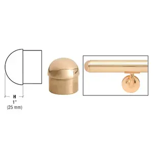 CRL HR20DPB Polished Brass Dome End Cap for 2" Tubing