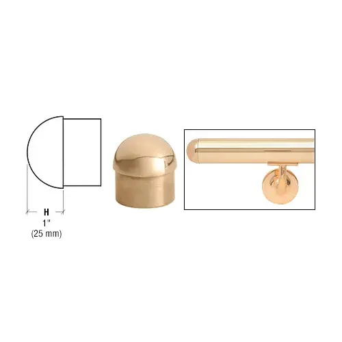 Polished Brass Dome End Cap for 2" Tubing Polished Brass Dome End Cap for 2" Tubing
