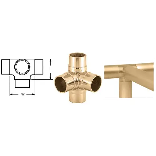 Polished Brass Side Outlet Tee for 2" Tubing Polished Brass Side Outlet Tee for 2" Tubing