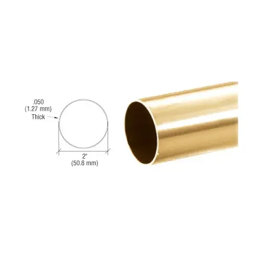Polished Brass 2" Diameter Round .050" Tubing - 216" Polished Brass 2" Diameter Round .050" Tubing - 216"