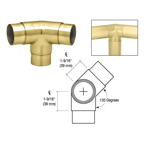 Polished Brass 135 Degree Side Outlet Elbow for 2" Tubing Polished Brass 135 Degree Side Outlet Elbow for 2" Tubing
