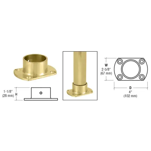 Polished Brass Cut Flange for 2" Tubing Polished Brass Cut Flange for 2" Tubing