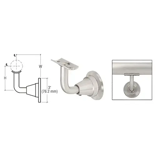 Brushed Stainless Newport Series Wall Mounted Hand Rail Bracket