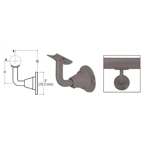 Dark Bronze Anodized Aluminum Newport Series Wall Mounted Hand Rail Bracket Dark Bronze Anodized Aluminum Newport Series Wall Mounted Hand Rail Bracket