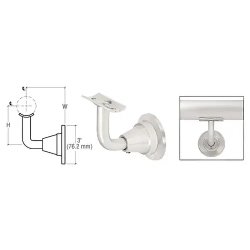Mill Aluminum Newport Series Wall Mounted Hand Rail Bracket Mill Aluminum Newport Series Wall Mounted Hand Rail Bracket