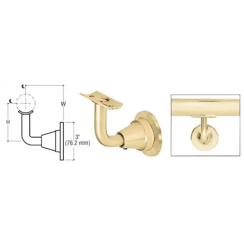Polished Brass Newport Series Wall Mounted Hand Rail Bracket Polished Brass Newport Series Wall Mounted Hand Rail Bracket
