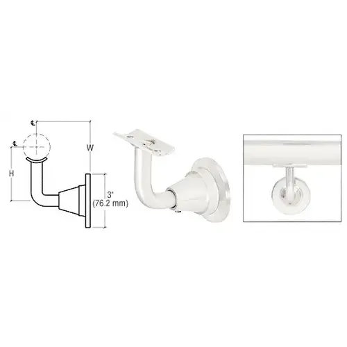 Polished Stainless Newport Series Wall Mounted Hand Rail Bracket Polished Stainless Newport Series Wall Mounted Hand Rail Bracket