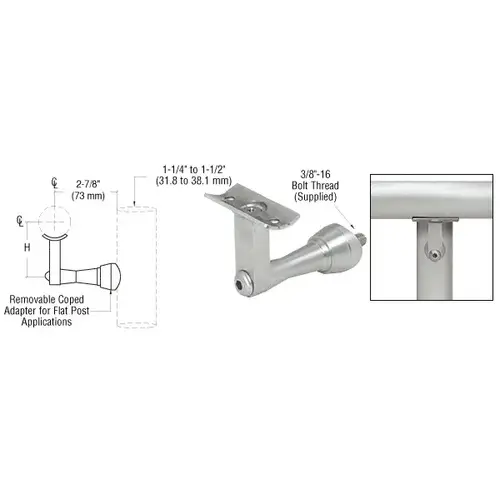Brushed Stainless Manhattan Series Post Mounted Hand Rail Bracket Brushed Stainless Manhattan Series Post Mounted Hand Rail Bracket