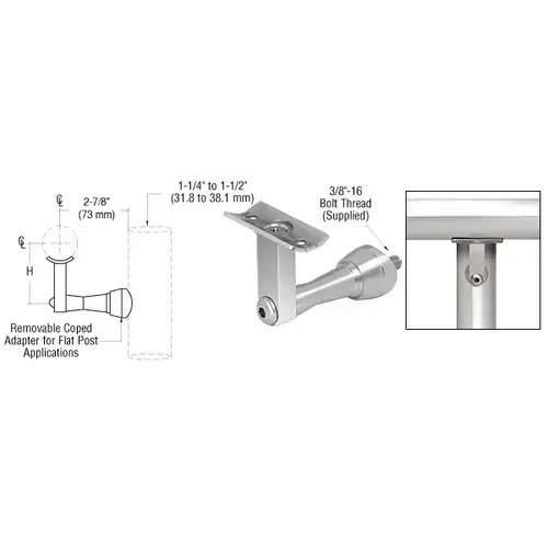 Polished Stainless Manhattan Series Post Mounted Hand Rail Bracket Polished Stainless Manhattan Series Post Mounted Hand Rail Bracket